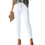 Jeans Sidefeel High Waisted Skinny White Para Mulheres, Tamanho 16