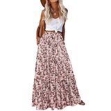 Saia Zeagoo Long Summer Casual Floral Com Bolsos Para Mulheres