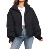 Jaqueta Flygo Winter Cropped Puffer 2024 Para Mulheres Preta
