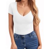 Blusas Clozoz De Manga Curta, Manga Comprida E Decote Em V Para Mulheres
