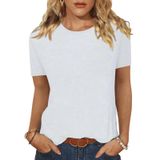 Camiseta Feminina Eadinve, Gola Redonda, Manga Curta, Folgada, Branca