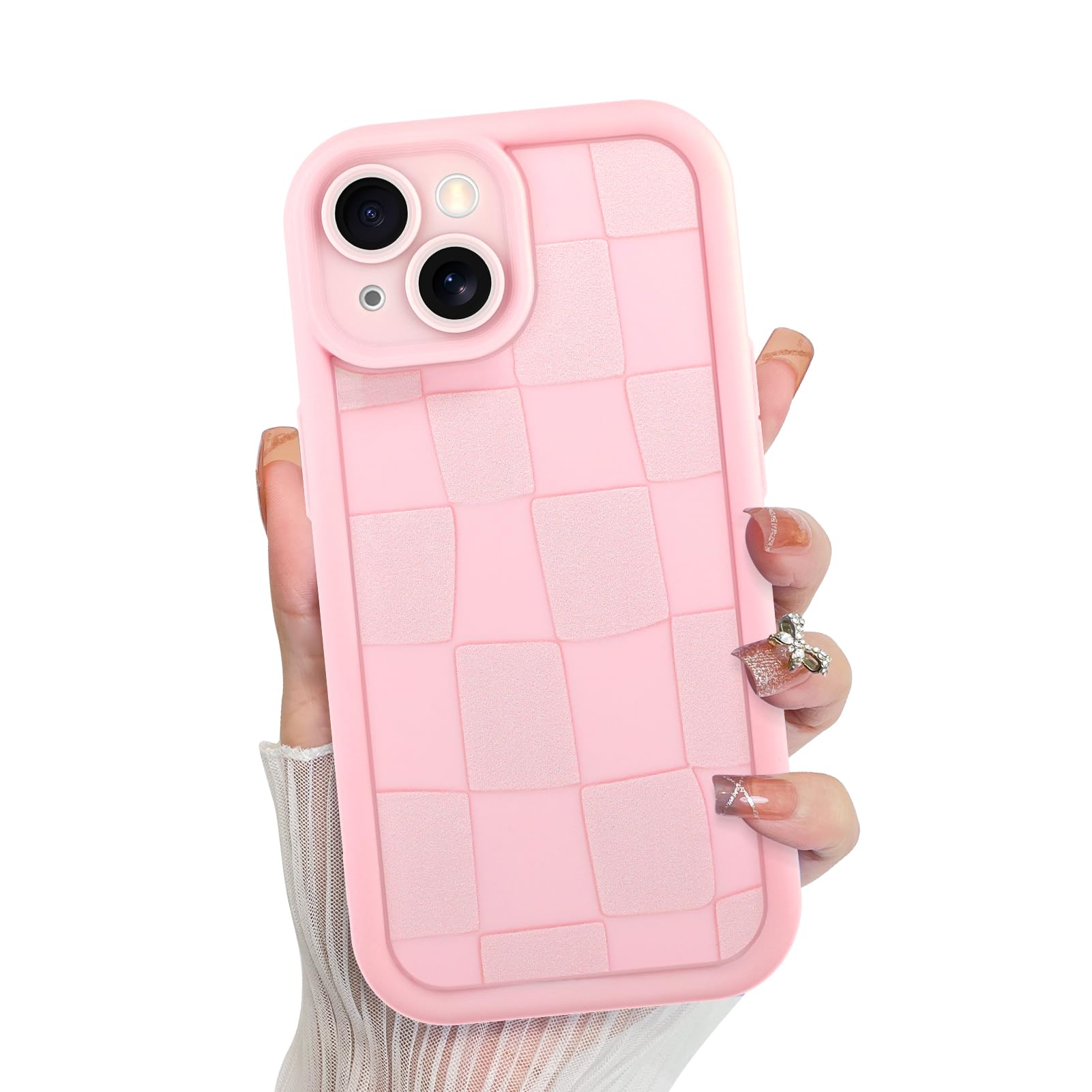 Capa De Telefone Kanghar Compatível Com Iphone 15 Plus Rosa Silicone
