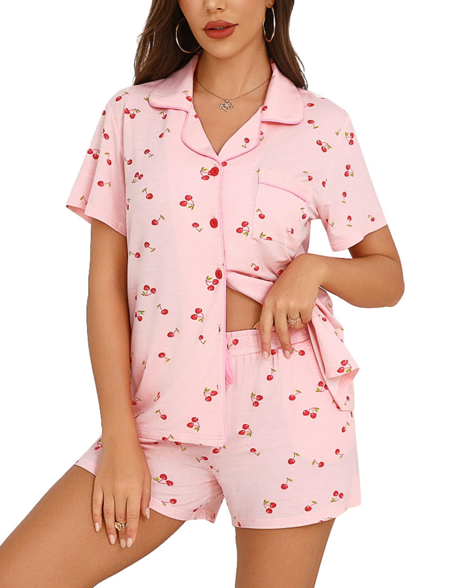 Conjunto De Pijamas Femininos De Algodão Para Maternidade Anjue, 2 Peças