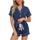 Pijama Anjue Preppy Button Down Para Mulheres Bride B-cyan Heart