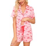 Conjunto De Pijama Feminino Anjue Com Botões, Manga Curta De Duas Peças