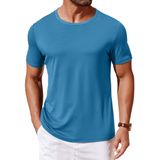 Camiseta Masculina Coofandy De Manga Curta Casual De Verão Azul Lago