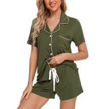 Conjunto De Pijama Feminino Anjue Bride Com Botões Frontais E Manga Curta