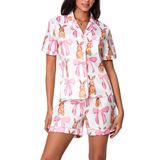 Pijama Yiulangde Feminino, Coelhinho Da Páscoa, Mistura De Algodão De 2 Peças