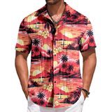 Camisa Masculina Coofandy Com Estampa Floral Havaiana De Manga Curta