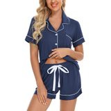 Conjunto De Pijama Feminino Anjue Com Botões, Manga Curta De Duas Peças