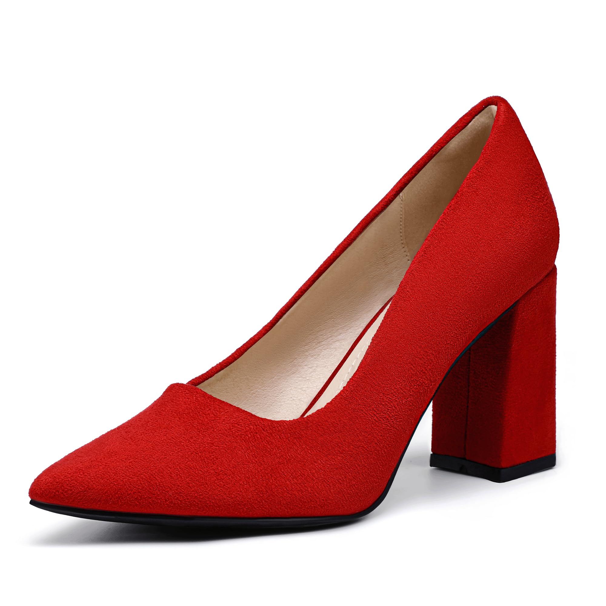 Saltos Idifu In3, Camurça Vermelha, Bico Fechado Para Mulheres, Salto De 8 Cm