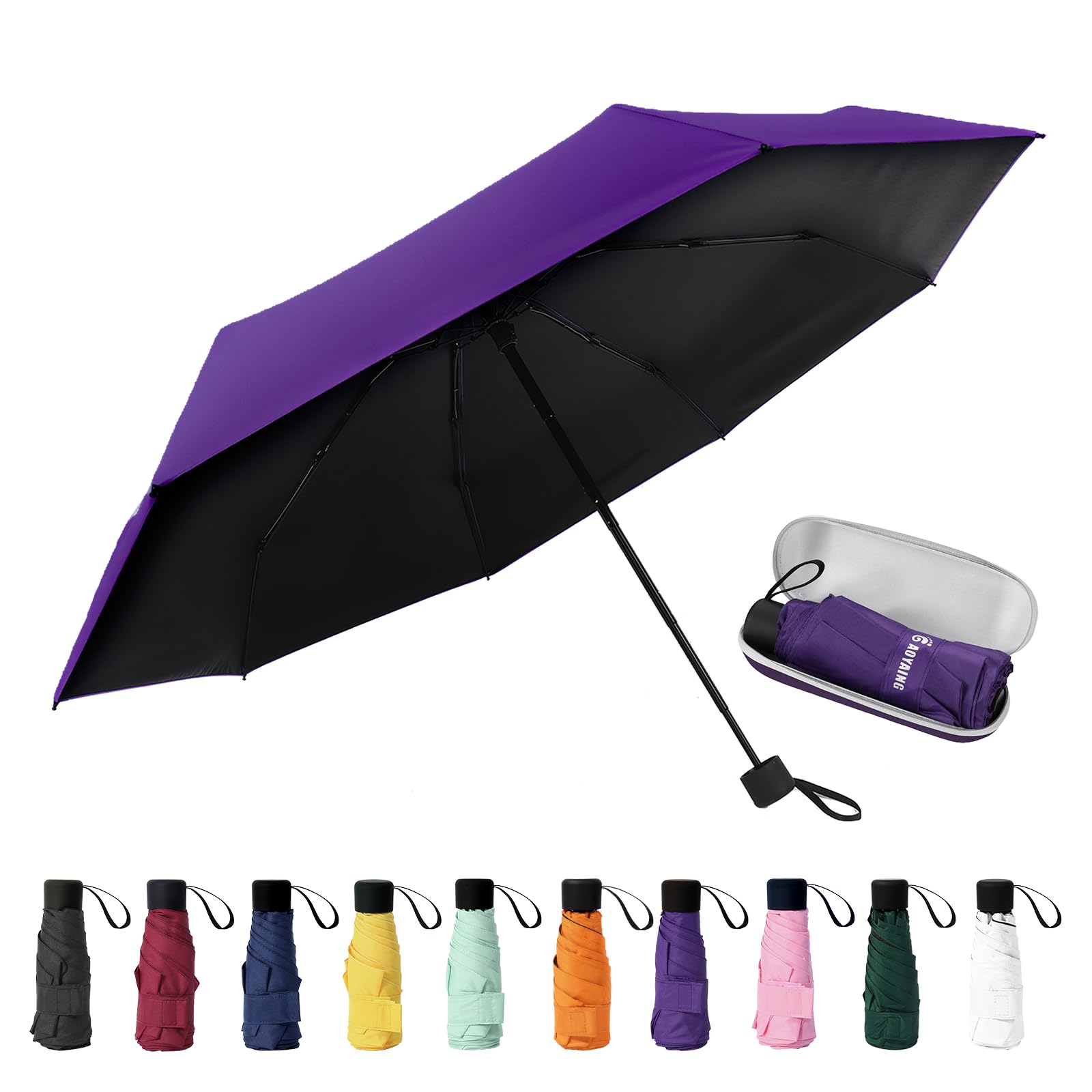 Guarda-chuva De Viagem Compacto Gaoyaing Uv Protection Purple