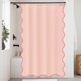 Cortina De Chuveiro Ortigia Blush Pink Scalloped 90x180cm Com Ganchos