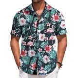 Camisa Masculina Coofandy Tropical Havaiana De Manga Curta Preta