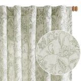 Cortinas De Linho Forrado Vangao, Mistura De 160 X 160 Cm, Verde Floral
