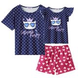 Conjunto De Pijamas Arshiner Para Meninas, Manga Curta, Verão, 4-5 Anos
