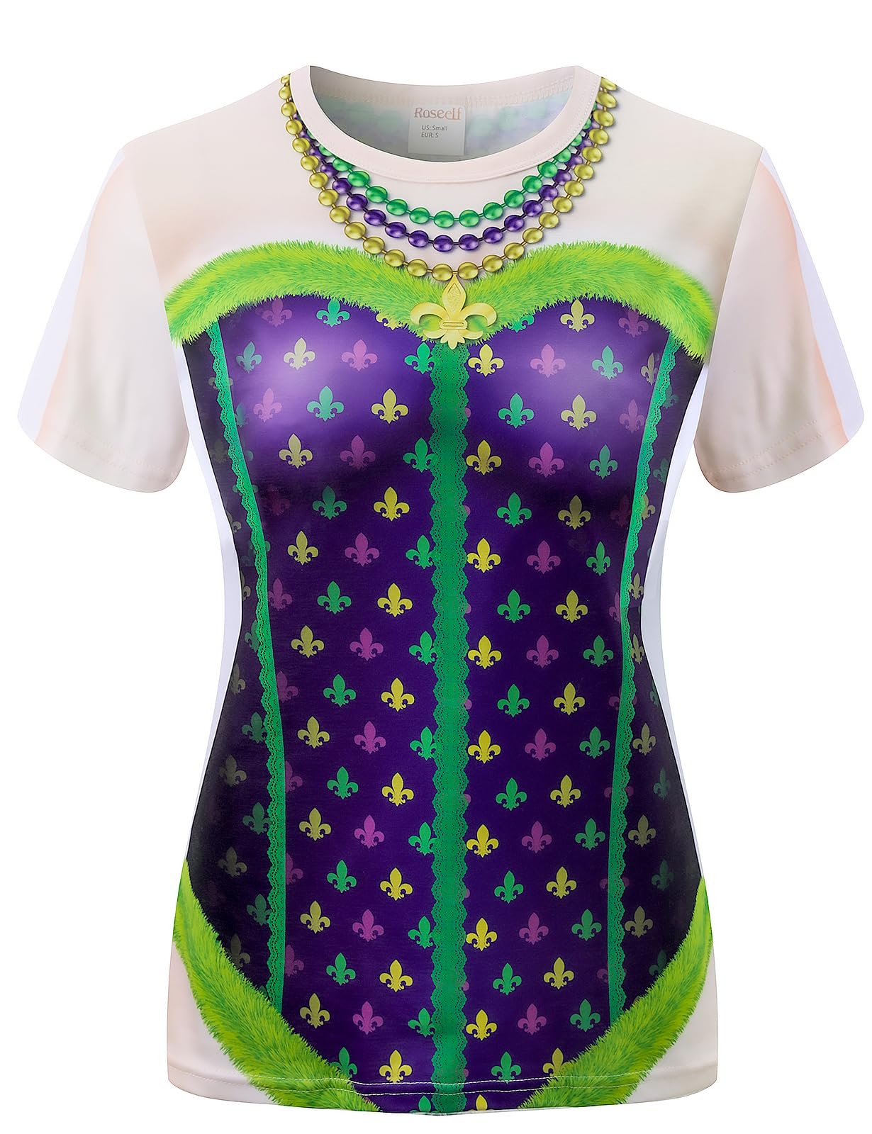 Camiseta Feminina Mardi Gras Fleur De Lis, Espartilho, Tamanho M