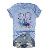 Camiseta Feminina Oumask Magic Kingdom Castle Com Estampa B-blue