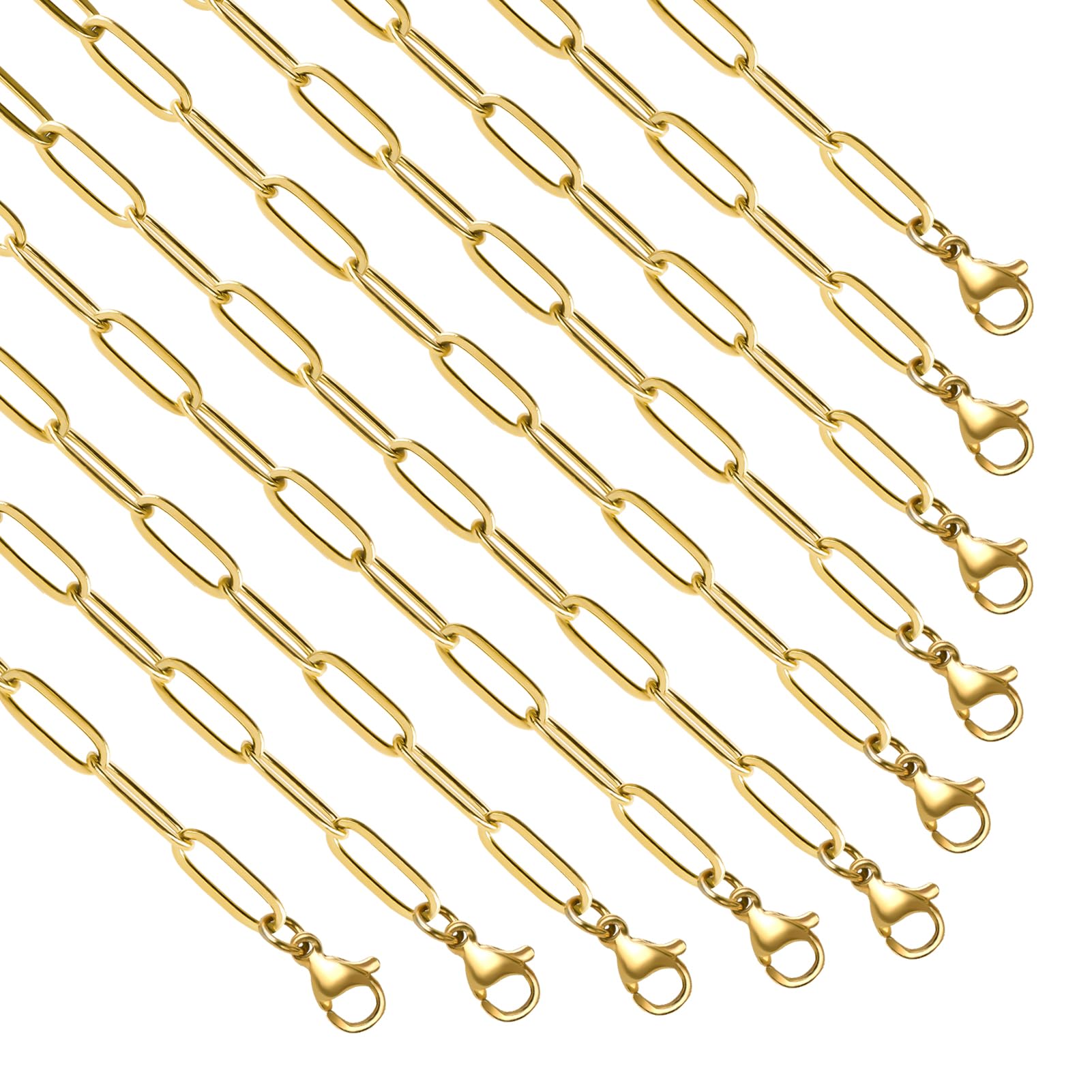 Colar Youbeiyee Paperclip Chain Em Aço Inoxidável Banhado A Ouro