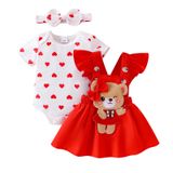 Conjunto De Roupas Para Meninas Tokiago Love Romper Com Saia Suspensa