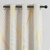 Cortinas Blackout Xwincel White Gold Wave Line Dot 213cm