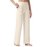 Calças De Ioga Willit Wide Leg Dress Work Com Bolsos, Creme Feminino