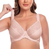 Sutiã Feminino Telimussto Com Cobertura Total De Renda Underwire 50ddd