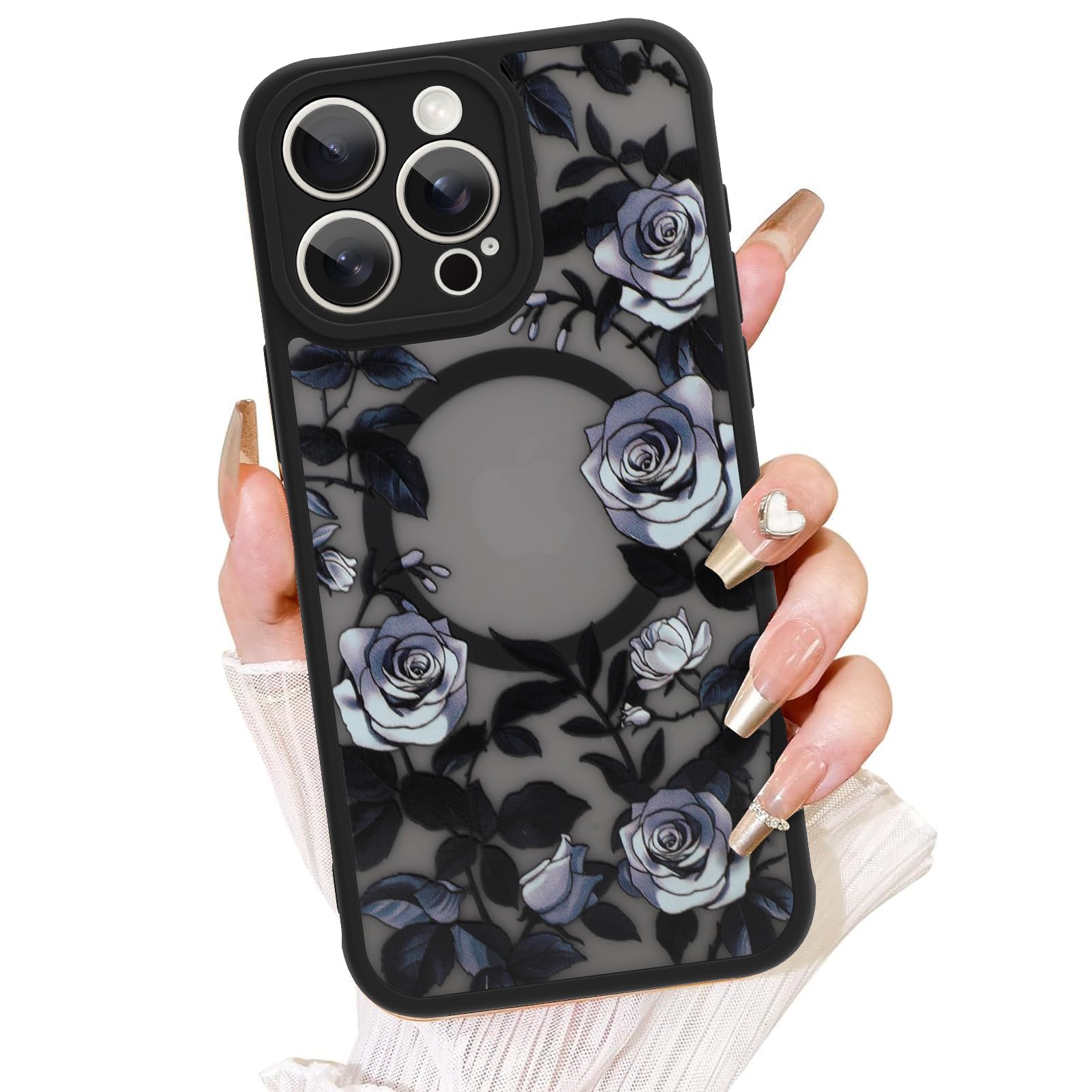 Capa De Telefone Aigomara Para Iphone 16 Pro Com Flor Rosa Magsafe