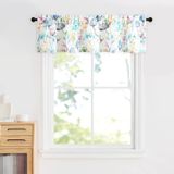 Cortinas Valance Leeva Linen Texturizadas Com Estampa Colorida Azul