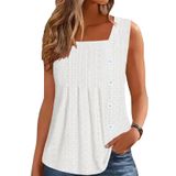Camiseta Regata Feminina Disamer 2025, Plissada, Floral, Branca