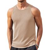Camiseta Regata Masculina Casual De Verão Sem Mangas, Praia, Cáqui