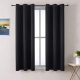 Cortinas De Janela Chrisdowa Small 102 Cm De Comprimento, Quarto Preto 2p