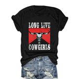 Camiseta Feminina Savarana, Retrô, Estampada Bull Skull, Camiseta De Algodão