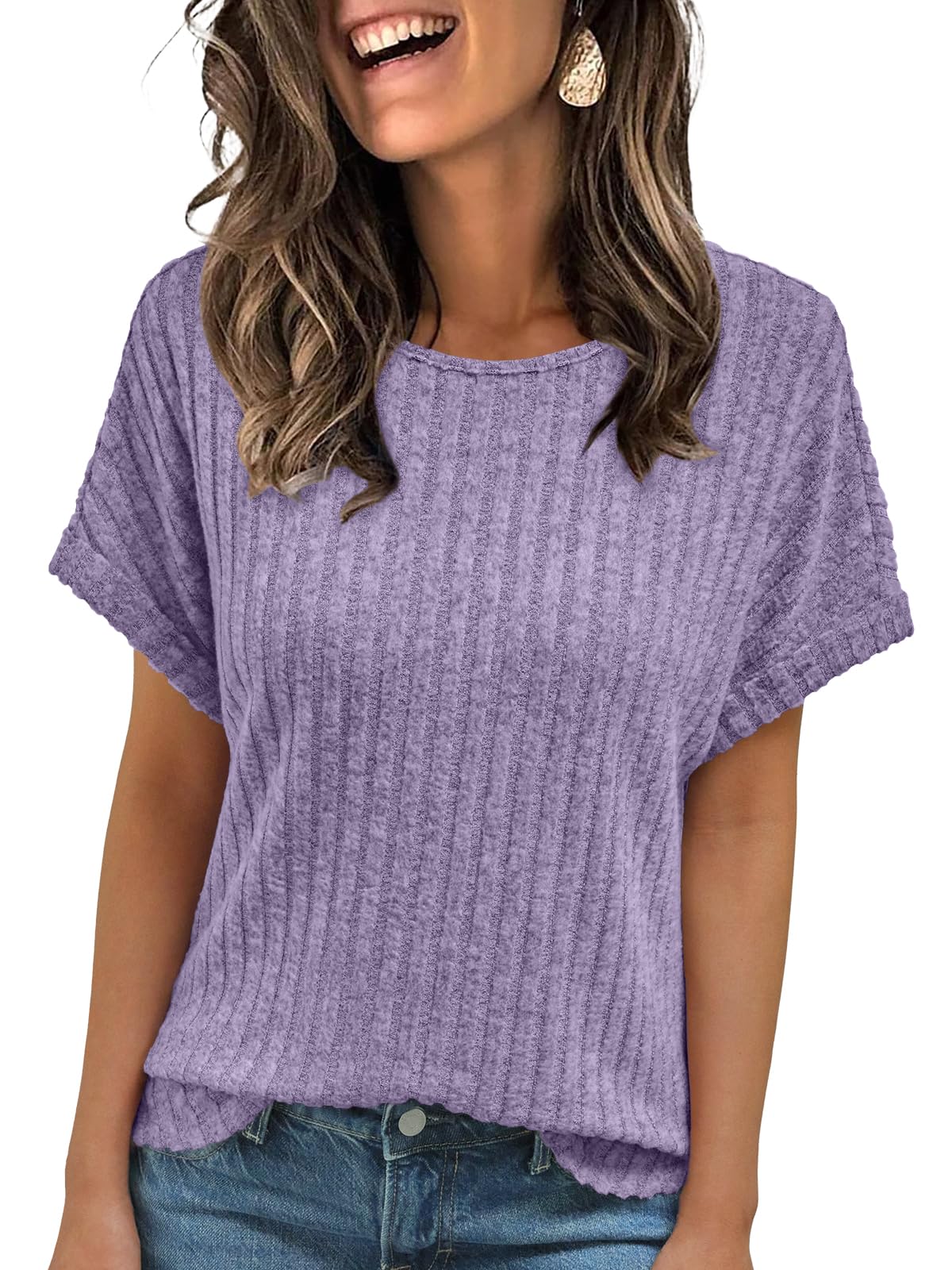 Camiseta Automet Summer Sweater, Manga Curta, Túnica, Roxa, L, Feminina