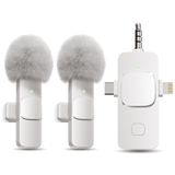 Microfone De Lapela Sem Fio Pqrqp 3 Em 1 Para Iphone Branco