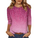 Camiseta Feminina Zeagoo Com Estampa De Folhas, Manga 3/4, Modelagem Folgada