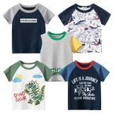 Camiseta Masculina Tabnix Dino De Manga Curta Com Gola Redonda De 2 A 7 Anos