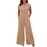 Macacão Cicy Bell Feminino Casual Listrado De Verão Com Pernas Largas
