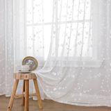 Cortinas Transparentes Youngstex Linen 160 Cm De Comprimento, Brancas, 2 Painéis
