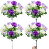 Flores Artificiais Turnmeon 48 Heads Dahlia Daisies Mum Purple