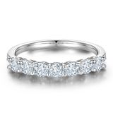 Anel De Aniversário Moosea Moissanite Preenchido Com Ouro Branco 18k