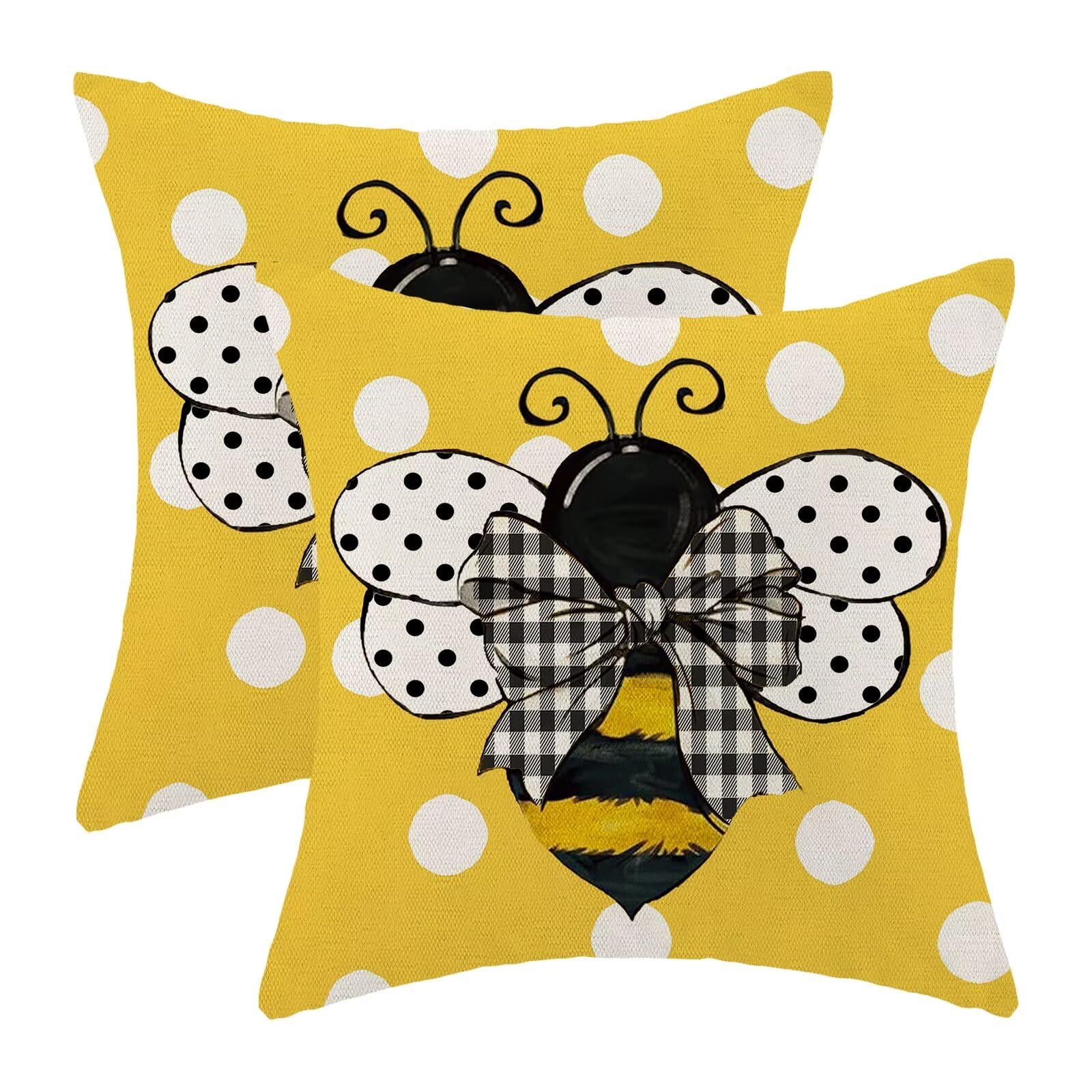 Capas De Travesseiro Jecuwo Yellow Bee Polka Dots 60x60cm Conjunto De 2