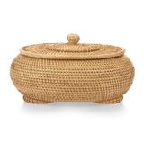 Cesta De Armazenamento Hipiwe Round Rattan Com Tampa G-large Natural