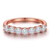 Anel De Aniversário Moosea 7 Stone Moissanite 18k Preenchido Com Ouro Rosa