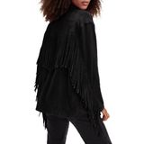 Jaqueta Locachy Faux Suede Fringe Vintage Western Cowgirl Preta L
