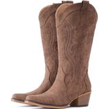 Botas De Cowboy Iuv Western Cowgirl Femininas De Salto Grosso No Meio Da Panturrilha