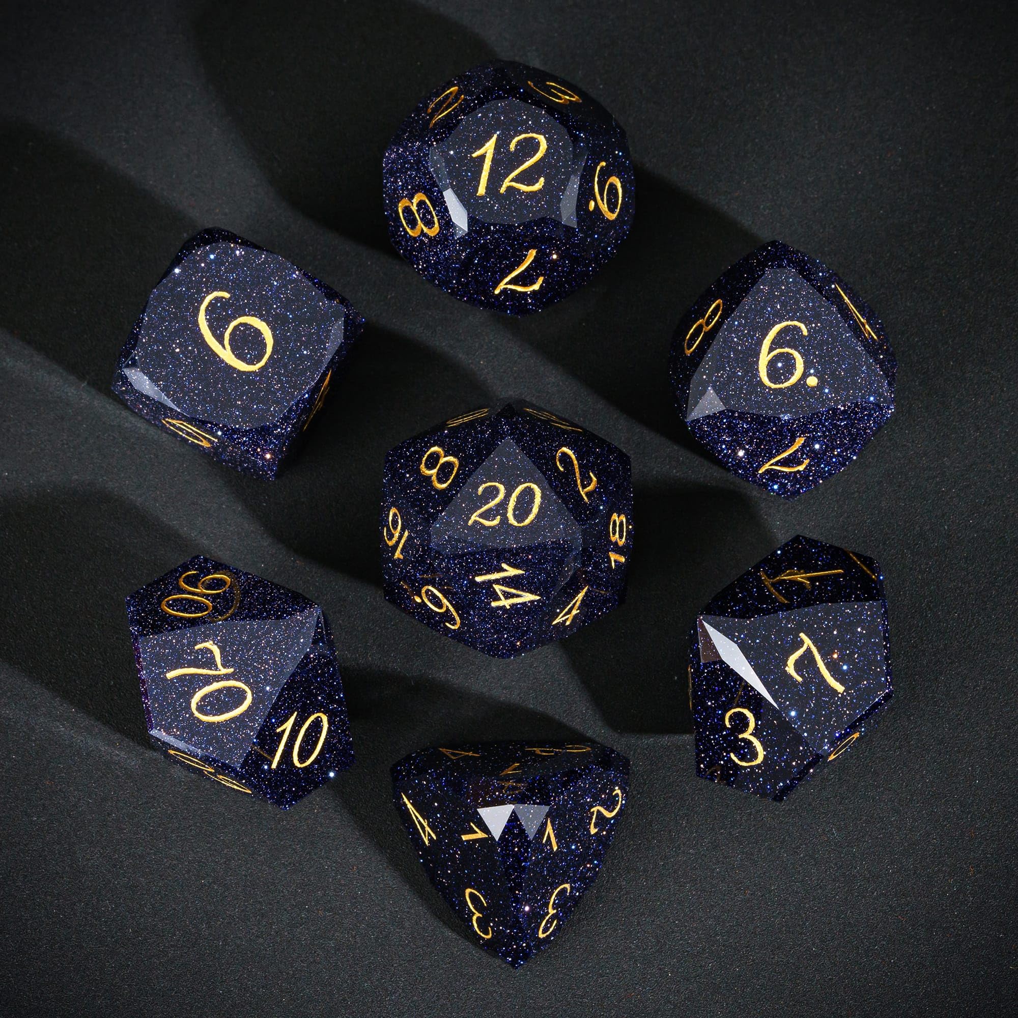 Conjunto De Dados Dnd Udixi Gemstone Blue Sandstone 7 Unidades Com Estojo