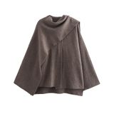 Casaco De Cachecol Peacoat Kissonic Feminino De Grandes Dimensões Marrom