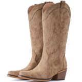 Botas De Cowboy Iuv Western Cowgirl, Salto Grosso, Meia Panturrilha, Mulheres