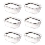 Kit Com 6 Potes Herméticos Com Travas 360ml Plasútil Preto Modular Comida Armazenamento Moderna